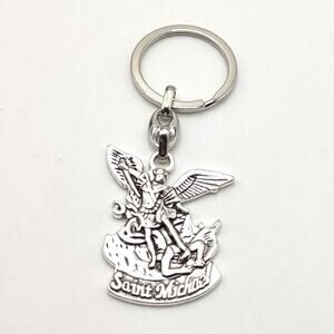 Archangel Saint Michael Keychain Stainless Christian Catholic Faith Birthday NEW